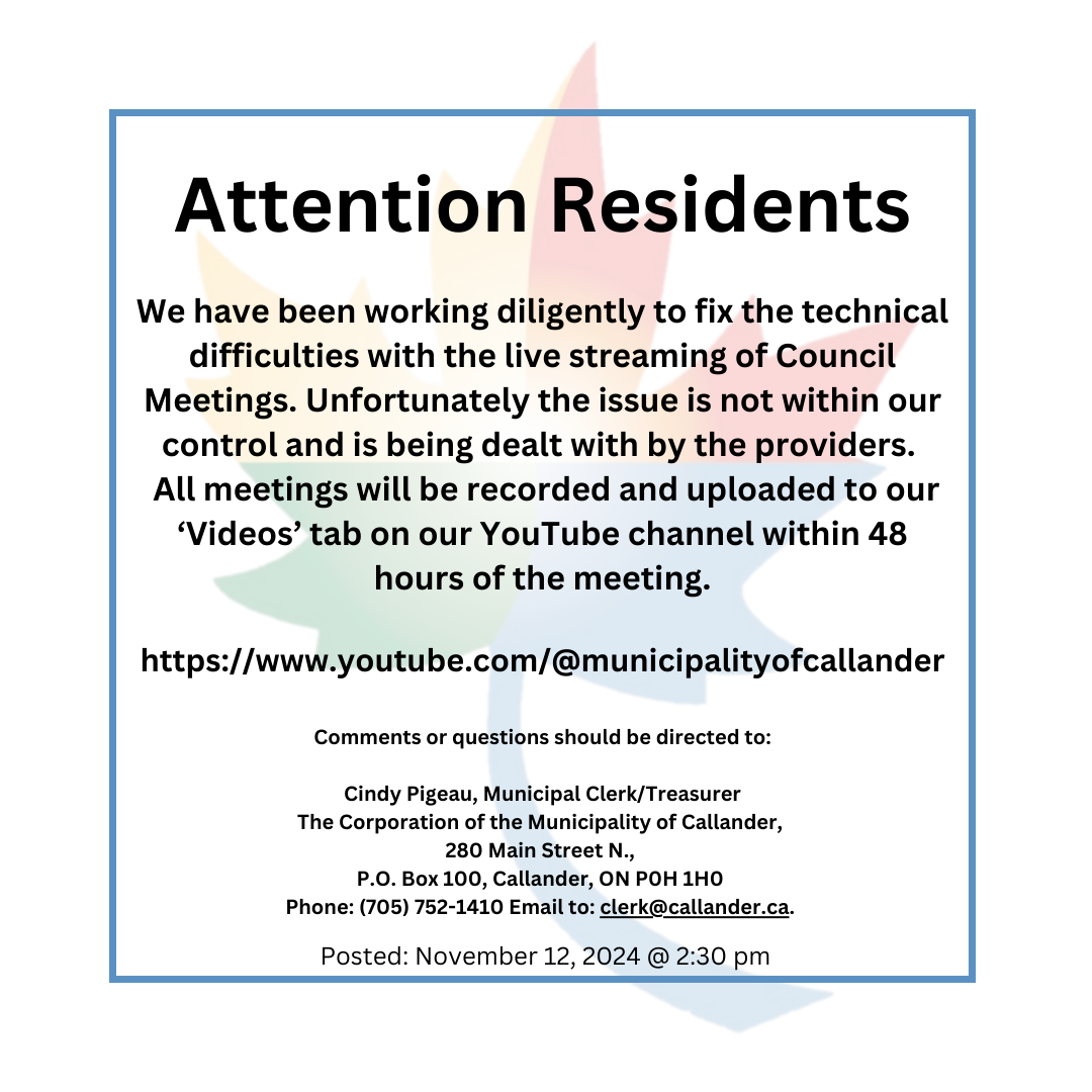 Attention Residents: Council Meeting Streaming